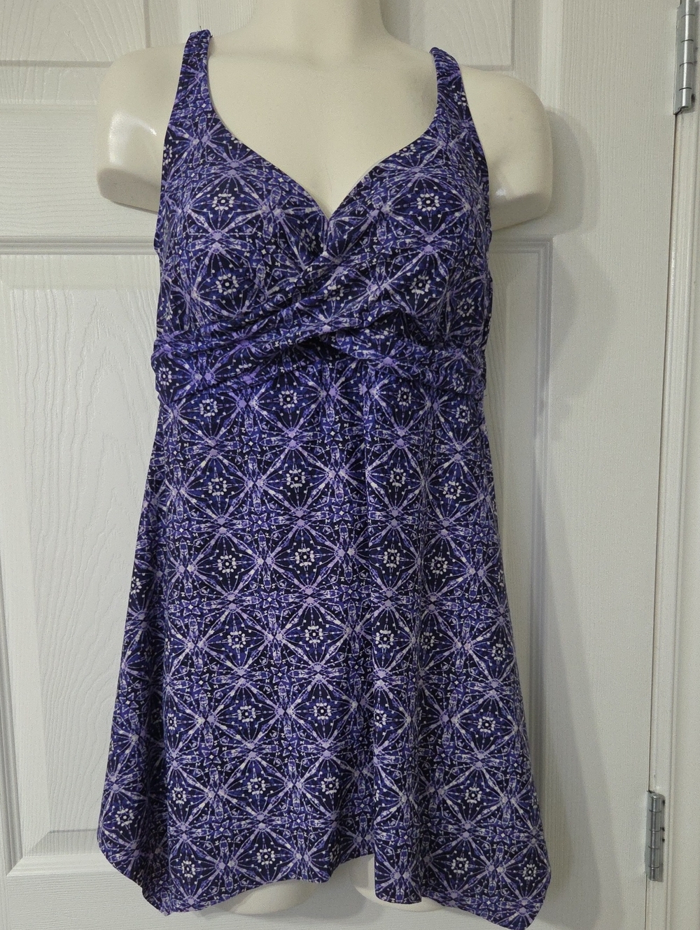 Purple/White Print Swim Top